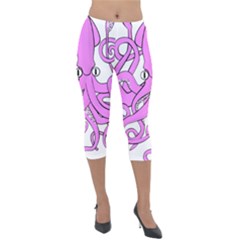 Squid Octopus Animal Lightweight Velour Capri Leggings  by Bajindul