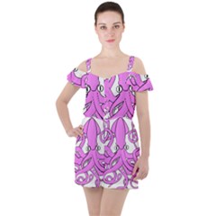 Squid Octopus Animal Ruffle Cut Out Chiffon Playsuit by Bajindul