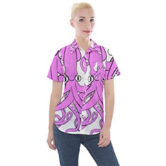 Squid Octopus Animal Women s Short Sleeve Pocket Shirt