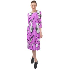 Squid Octopus Animal Ruffle End Midi Chiffon Dress by Bajindul