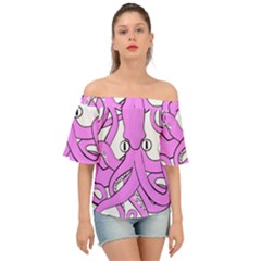 Squid Octopus Animal Off Shoulder Short Sleeve Top