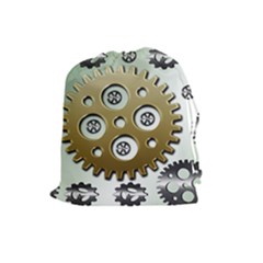 Gear Background Sprocket Drawstring Pouch (large) by HermanTelo