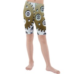 Gear Background Sprocket Kids  Mid Length Swim Shorts by HermanTelo