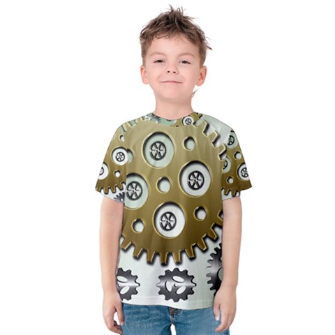 Gear Background Sprocket Kids  Cotton Tee by HermanTelo