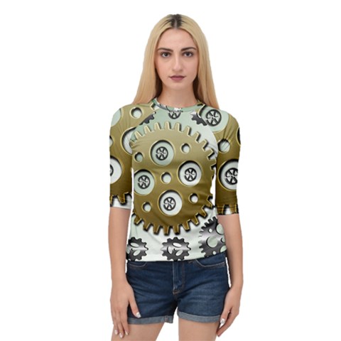 Gear Background Sprocket Quarter Sleeve Raglan Tee by HermanTelo