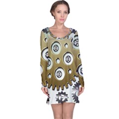 Gear Background Sprocket Long Sleeve Nightdress by HermanTelo