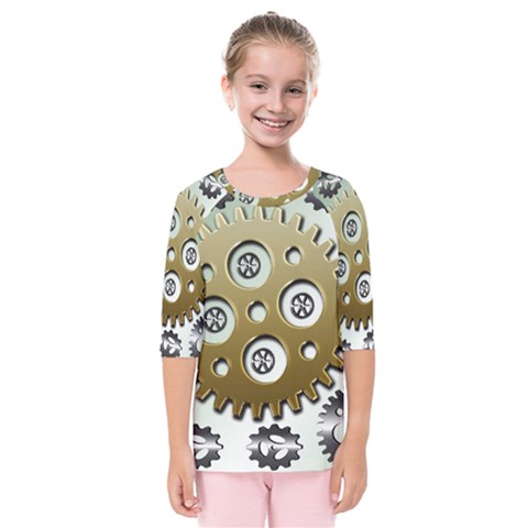 Gear Background Sprocket Kids  Quarter Sleeve Raglan Tee by HermanTelo