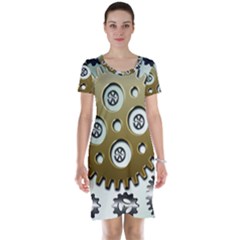 Gear Background Sprocket Short Sleeve Nightdress by HermanTelo