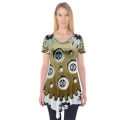 Gear Background Sprocket Short Sleeve Tunic 