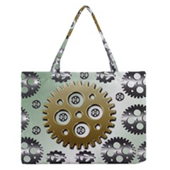 Gear Background Sprocket Zipper Medium Tote Bag