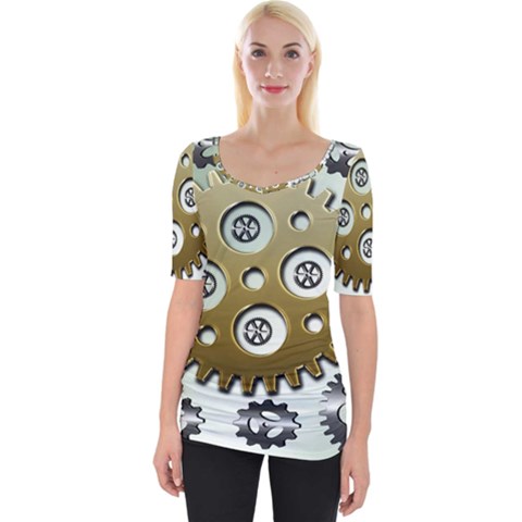 Gear Background Sprocket Wide Neckline Tee by HermanTelo