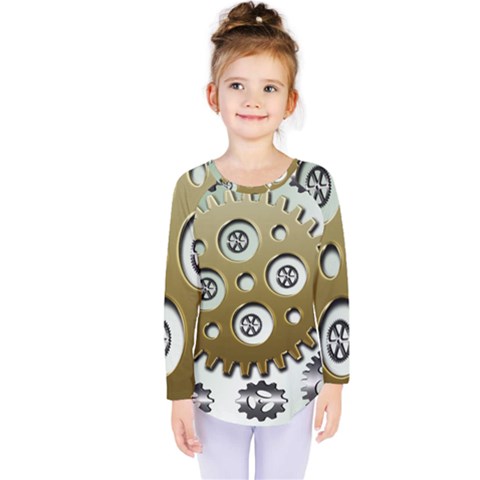 Gear Background Sprocket Kids  Long Sleeve Tee by HermanTelo