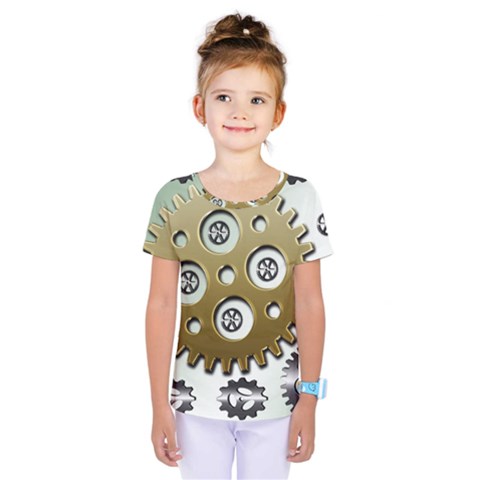 Gear Background Sprocket Kids  One Piece Tee by HermanTelo