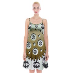 Gear Background Sprocket Spaghetti Strap Velvet Dress