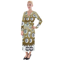 Gear Background Sprocket Velvet Maxi Wrap Dress