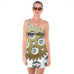 Gear Background Sprocket One Soulder Bodycon Dress