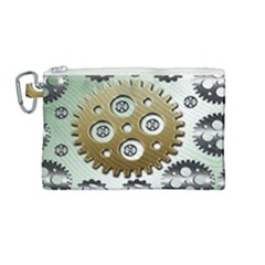 Gear Background Sprocket Canvas Cosmetic Bag (medium)