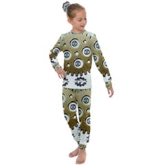 Gear Background Sprocket Kids  Long Sleeve Set  by HermanTelo