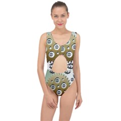 Gear Background Sprocket Center Cut Out Swimsuit