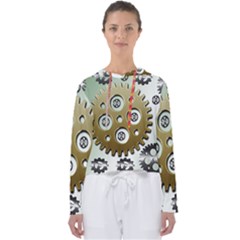 Gear Background Sprocket Women s Slouchy Sweat by HermanTelo