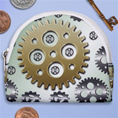 Gear Background Sprocket Horseshoe Style Canvas Pouch by HermanTelo