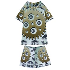 Gear Background Sprocket Kids  Swim Tee And Shorts Set by HermanTelo