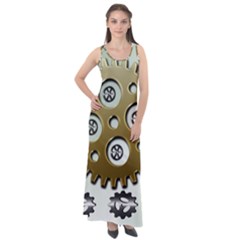 Gear Background Sprocket Sleeveless Velour Maxi Dress