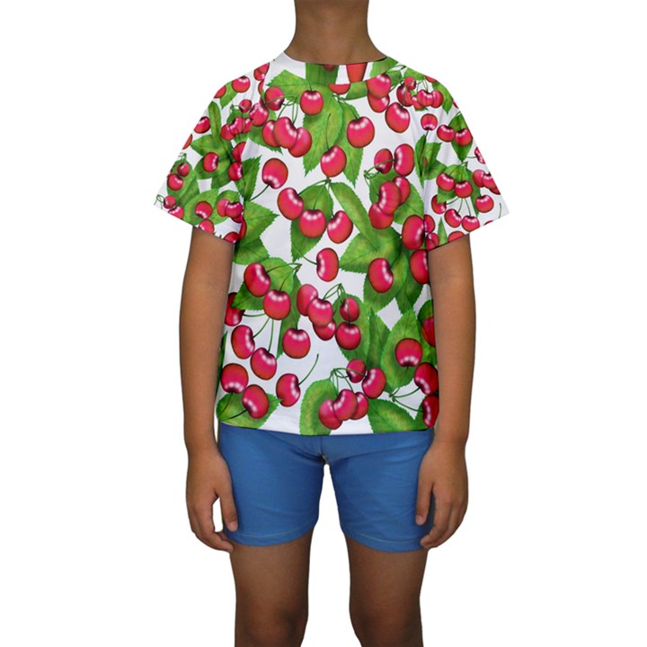 Cherry Leaf Fruit Summer Kids  Short Sleeve Swimwear