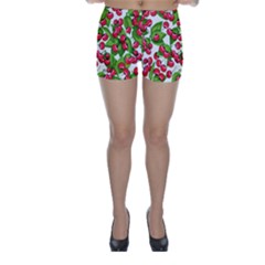 Cherry Leaf Fruit Summer Skinny Shorts by Mariart