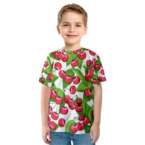 Cherry Leaf Fruit Summer Kids  Sport Mesh Tee by Mariart