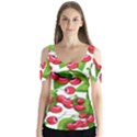 Cherry Leaf Fruit Summer Butterfly Sleeve Cutout Tee  View1