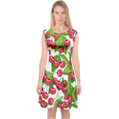 Cherry Leaf Fruit Summer Capsleeve Midi Dress by Mariart