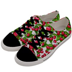 Cherry Leaf Fruit Summer Men s Low Top Canvas Sneakers by Mariart