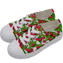 Cherry Leaf Fruit Summer Kids  Low Top Canvas Sneakers by Mariart