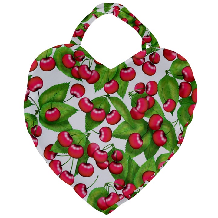 Cherry Leaf Fruit Summer Giant Heart Shaped Tote