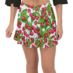 Cherry Leaf Fruit Summer Fishtail Mini Chiffon Skirt by Mariart