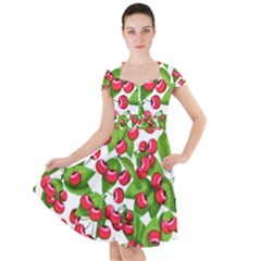 Cherry Leaf Fruit Summer Cap Sleeve Midi Dress by Mariart