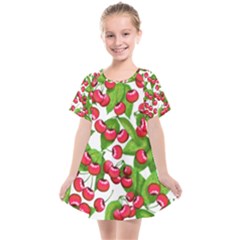 Cherry Leaf Fruit Summer Kids  Smock Dress