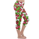 Cherry Leaf Fruit Summer Lightweight Velour Capri Yoga Leggings View3