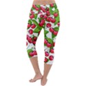 Cherry Leaf Fruit Summer Lightweight Velour Capri Yoga Leggings View4