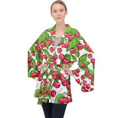 Cherry Leaf Fruit Summer Velvet Kimono Robe by Mariart