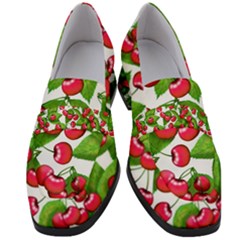 Cherry Leaf Fruit Summer Women s Chunky Heel Loafers by Mariart