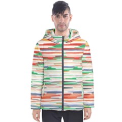 3d Stripes Texture                               Men s Hooded Puffer Jacket by LalyLauraFLM