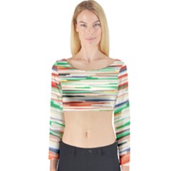 3d Stripes Texture                               Long Sleeve Crop Top by LalyLauraFLM