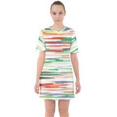 3d Stripes Texture                                  Sixties Short Sleeve Mini Dress by LalyLauraFLM