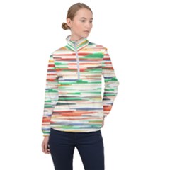 3d Stripes Texture                               Women Half Zip Windbreaker by LalyLauraFLM