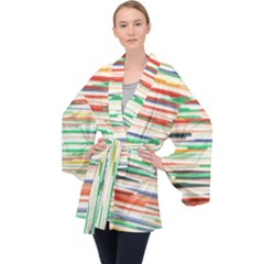 3d Stripes Texture                               Velvet Kimono Robe by LalyLauraFLM