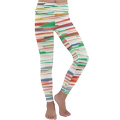 3d Stripes Texture                              Kids  Lightweight Velour Classic Yoga Leggings by LalyLauraFLM