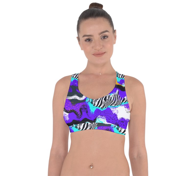 Paint on a purple background                                   Cross String Back Sports Bra