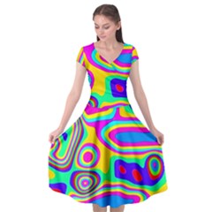 Colorful Shapes                                              Cap Sleeve Wrap Front Dress by LalyLauraFLM